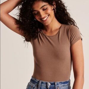 Abercrombie Tan crew neck bodysuit
